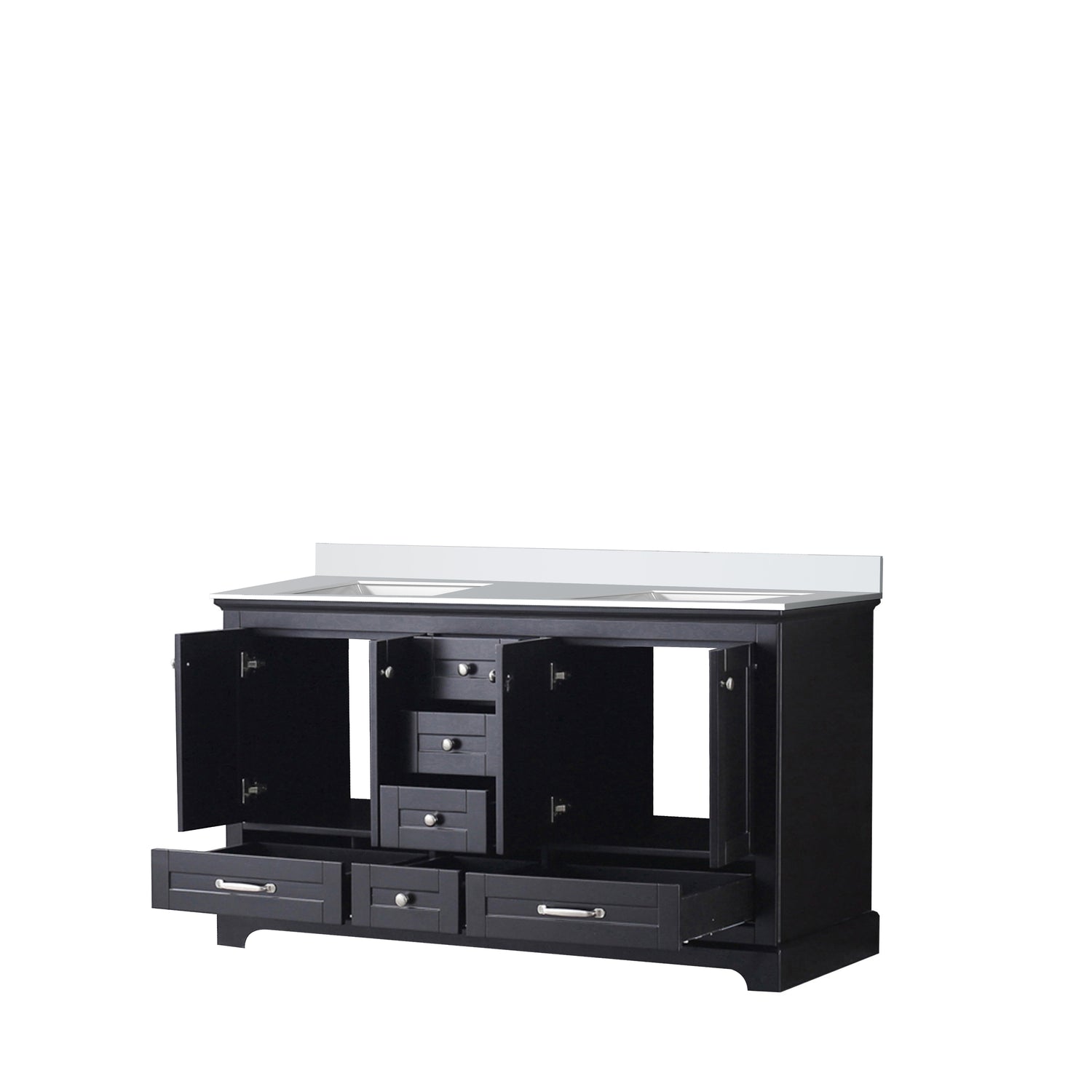 Dukes 60 in. Freestanding Bathroom Vanity with White Quartz Top, White Square Sink