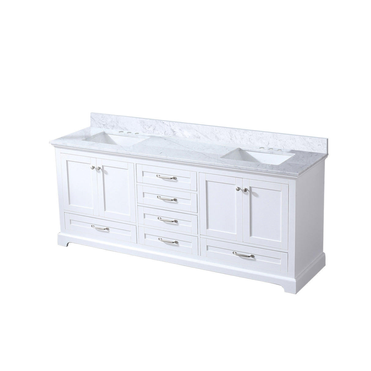 Dukes 80 in. Bathroom Freestanding Bathroom Vanity With Undermount Ceramic Sink with White Carrara Marble Top