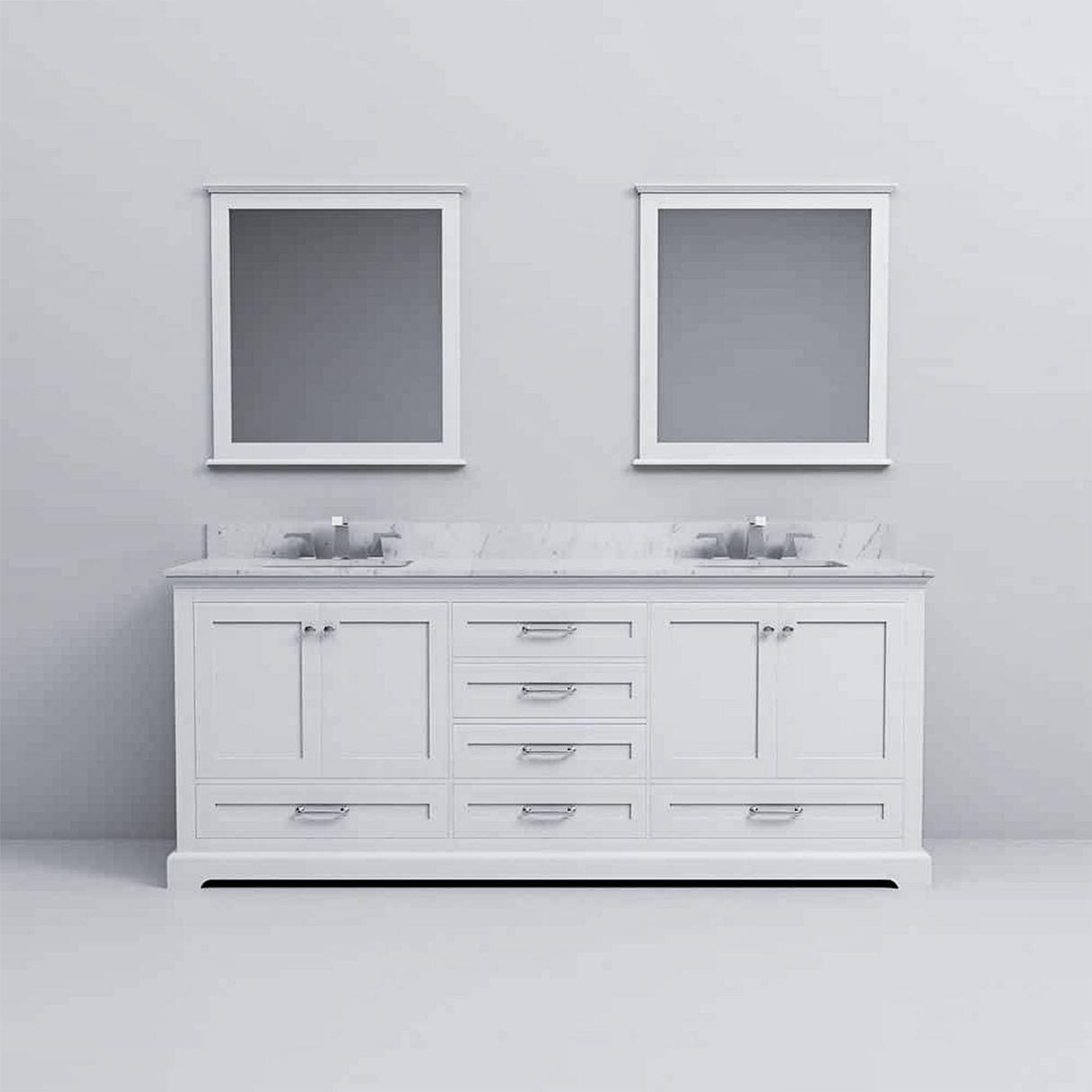 Dukes 80 in. Bathroom Freestanding Bathroom Vanity With Undermount Ceramic Sink with White Carrara Marble Top