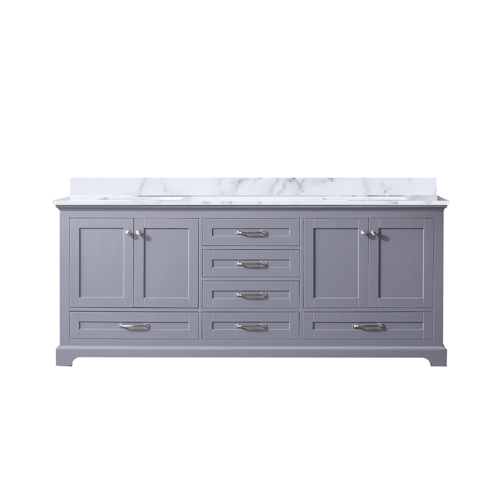Dukes 80 in. Freestanding Bathroom Vanity with White Carrara Marble Top, White Square Sink