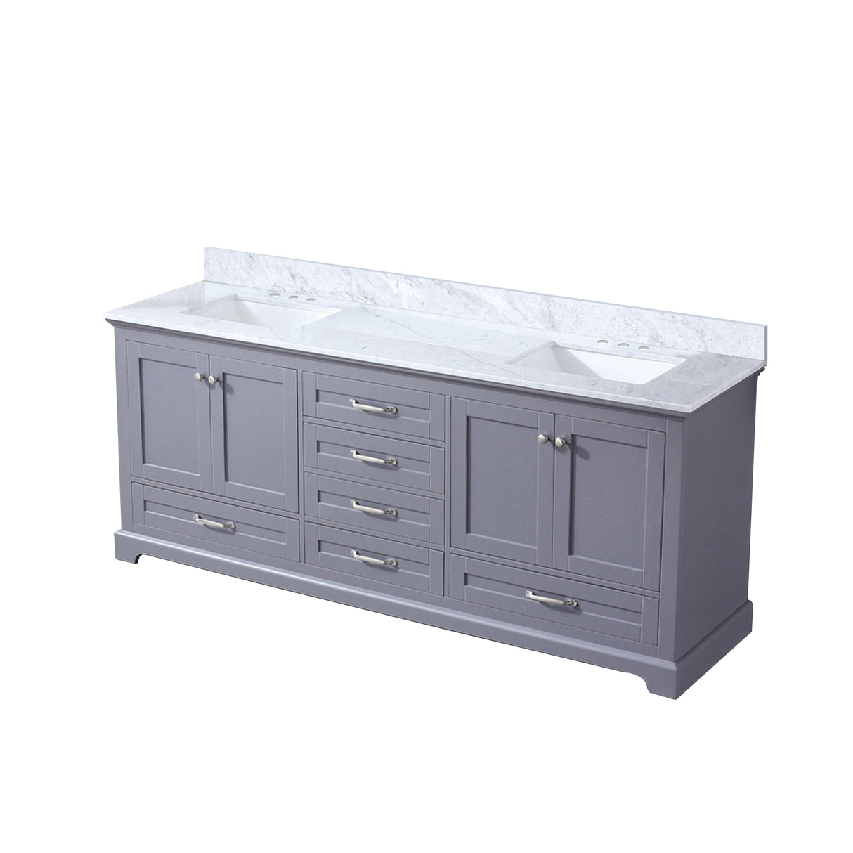 Dukes 80 in. Freestanding Bathroom Vanity with White Carrara Marble Top, White Square Sink