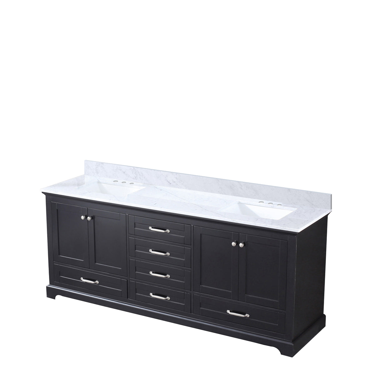 Dukes 80 in. Bathroom Freestanding Bathroom Vanity With Undermount Ceramic Sink with White Carrara Marble Top