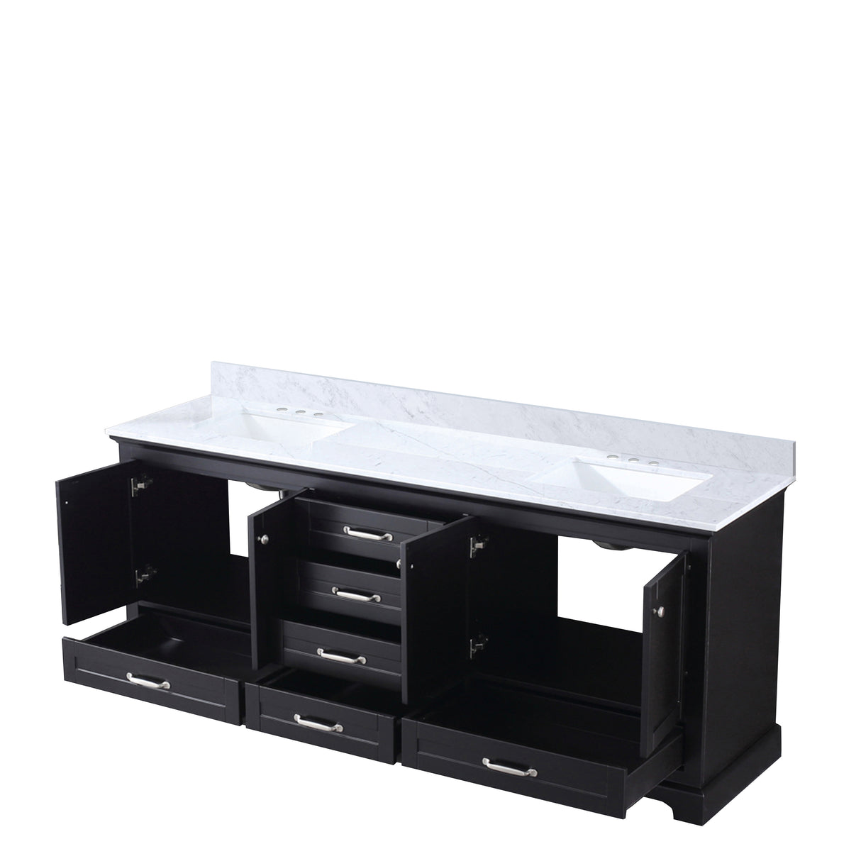 Dukes 80 in. Bathroom Freestanding Bathroom Vanity With Undermount Ceramic Sink with White Carrara Marble Top