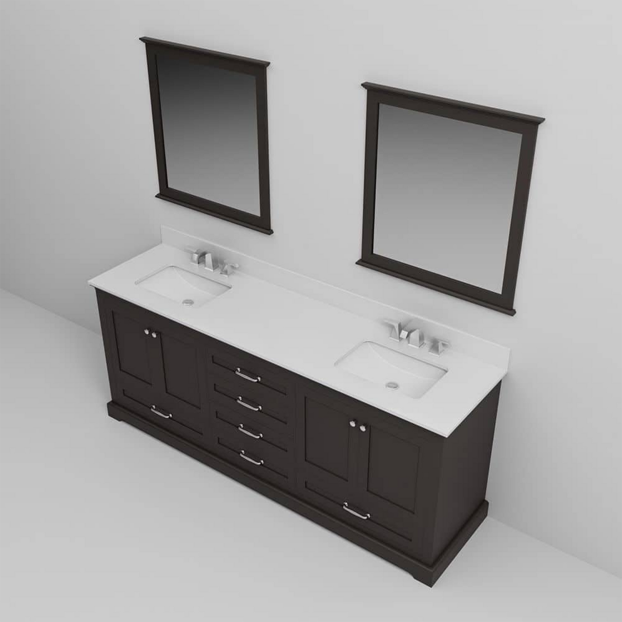Dukes 80 in. Bathroom Freestanding Bathroom Vanity With Undermount Ceramic Sink with White Carrara Marble Top