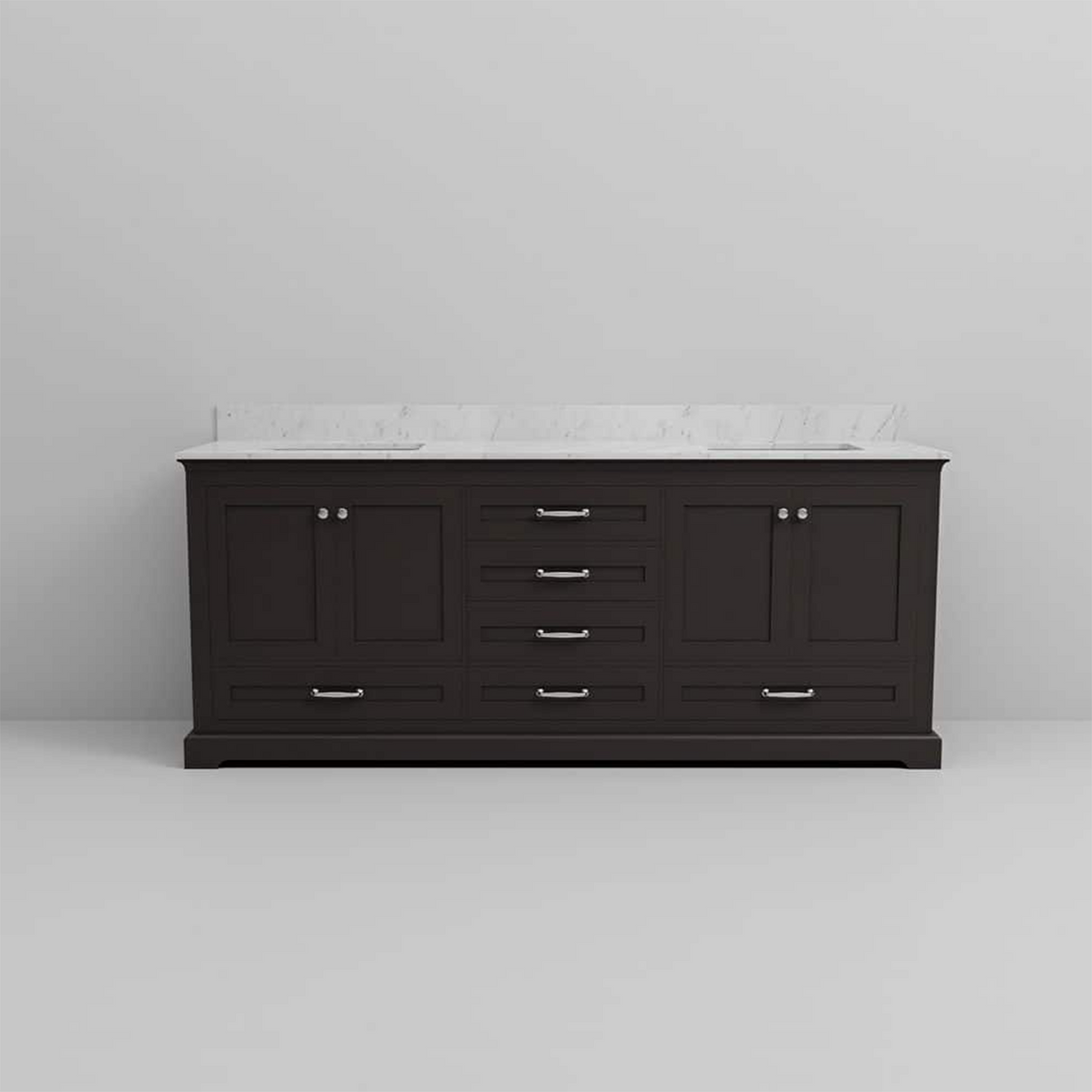 Dukes 80 in. Bathroom Freestanding Bathroom Vanity With Undermount Ceramic Sink with White Carrara Marble Top
