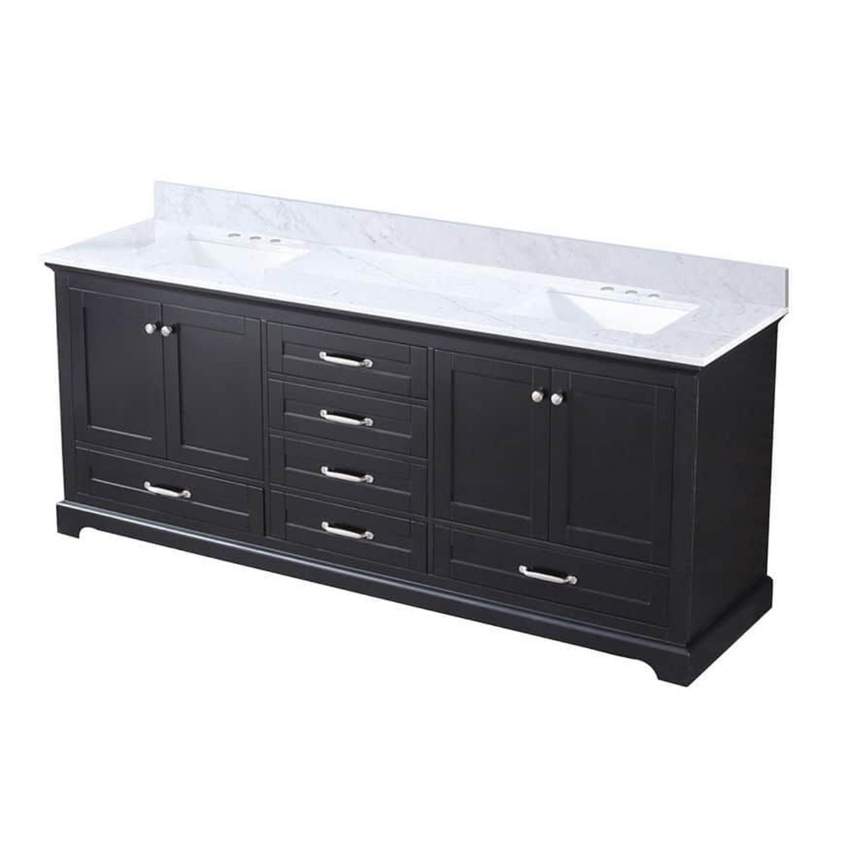 Dukes 80 in. Bathroom Freestanding Bathroom Vanity With Undermount Ceramic Sink with White Carrara Marble Top