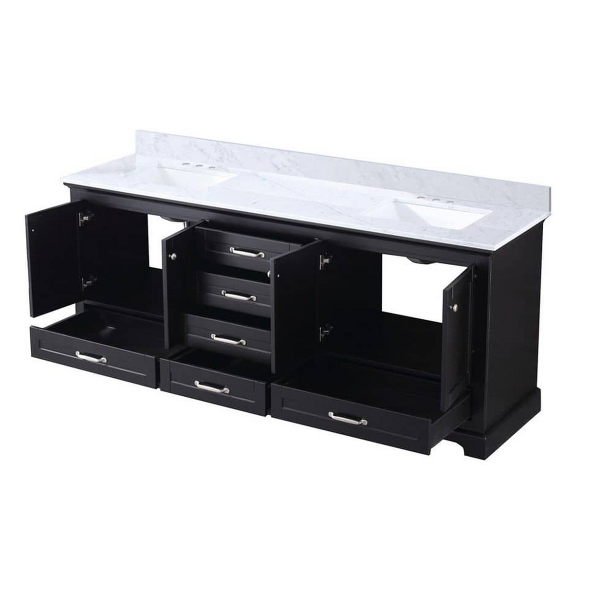 Dukes 80 in. Bathroom Freestanding Bathroom Vanity With Undermount Ceramic Sink with White Carrara Marble Top