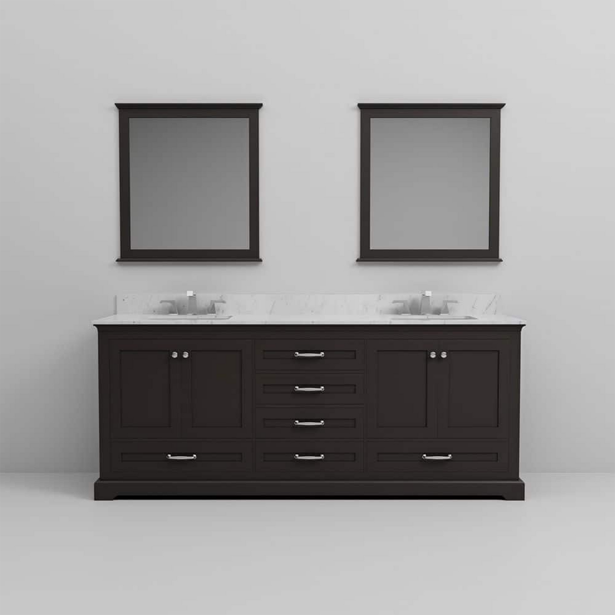 Dukes 80 in. Bathroom Freestanding Bathroom Vanity With Undermount Ceramic Sink with White Carrara Marble Top