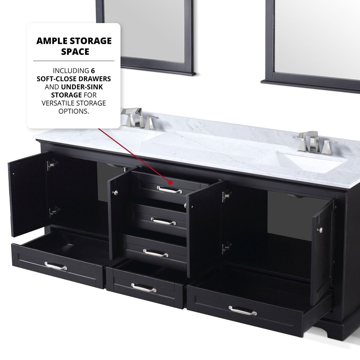Dukes 80 in. Bathroom Freestanding Bathroom Vanity With Undermount Ceramic Sink with White Carrara Marble Top