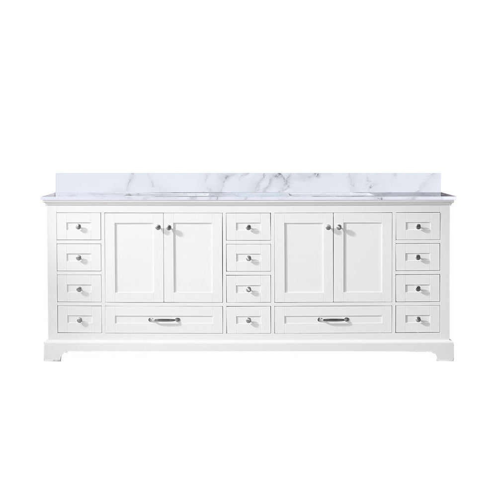 Dukes 84 in. Bathroom Freestanding Bathroom Vanity With Undermount Ceramic Sink with White Carrara Marble Top