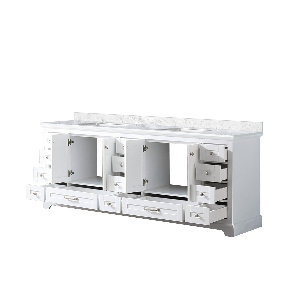 Dukes 84 in. Bathroom Freestanding Bathroom Vanity With Undermount Ceramic Sink with White Carrara Marble Top