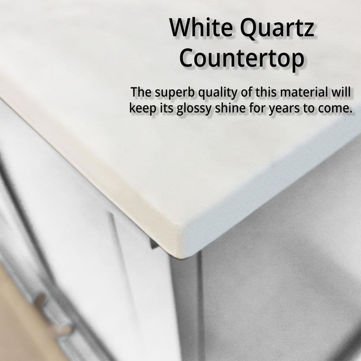 Dukes 84 in. Freestanding Bathroom Vanity with White Quartz Top, White Square Sink