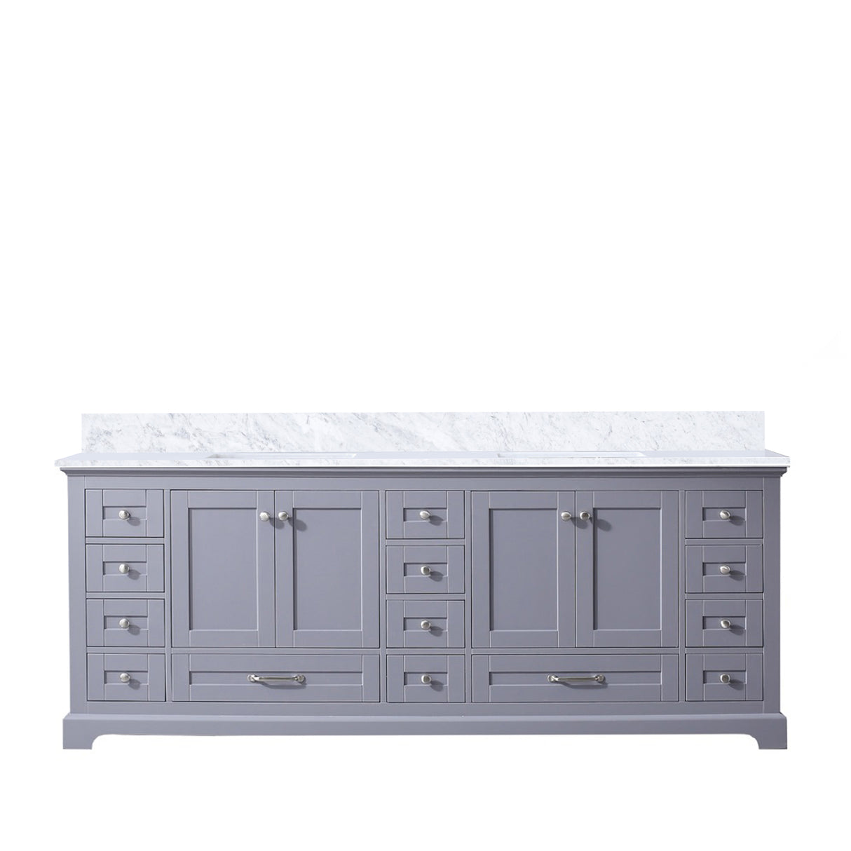 Dukes 84 in. Freestanding Bathroom Vanity with White Carrara Marble Top, White Square Sink