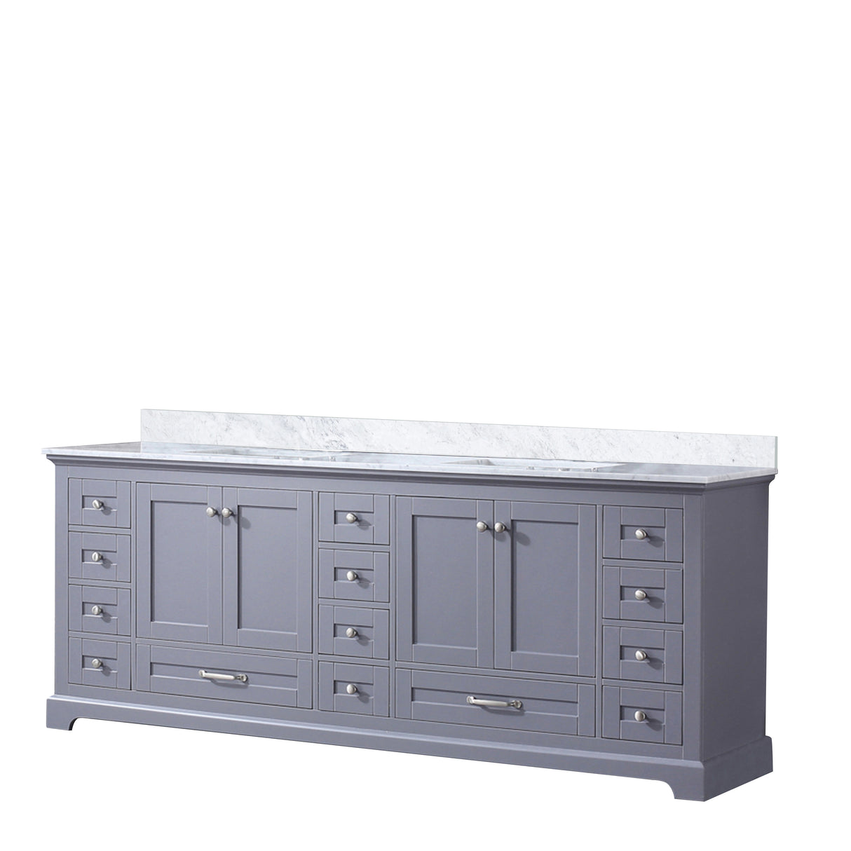 Dukes 84 in. Freestanding Bathroom Vanity with White Carrara Marble Top, White Square Sink