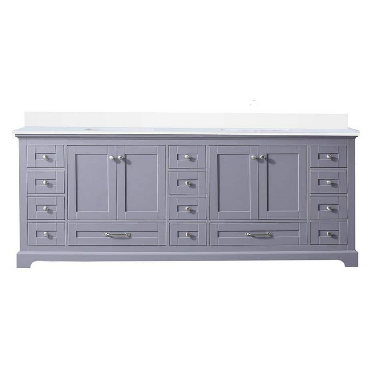 Dukes 84 in. Freestanding Bathroom Vanity with White Quartz Top, White Square Sink