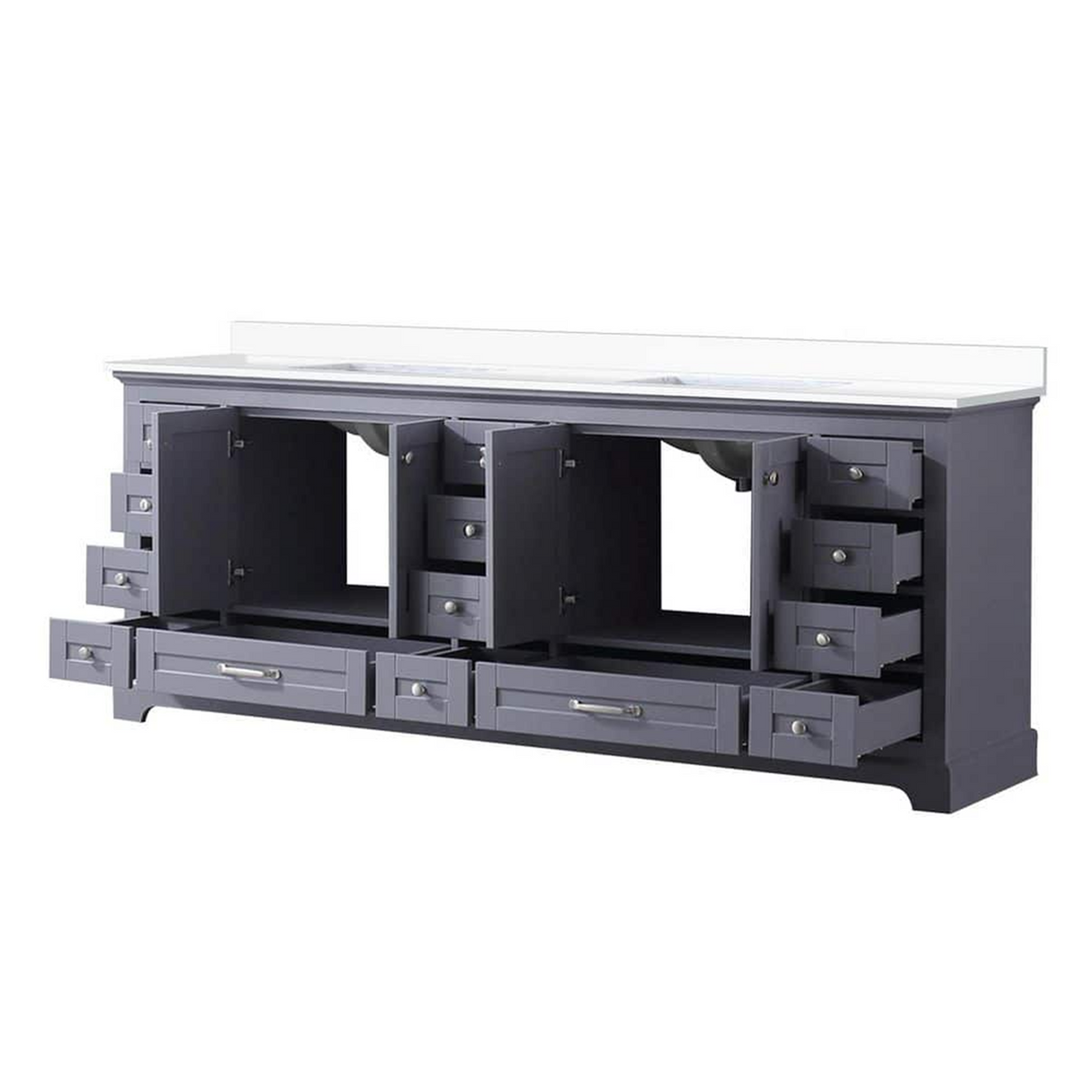 Dukes 84 in. Freestanding Bathroom Vanity with White Quartz Top, White Square Sink