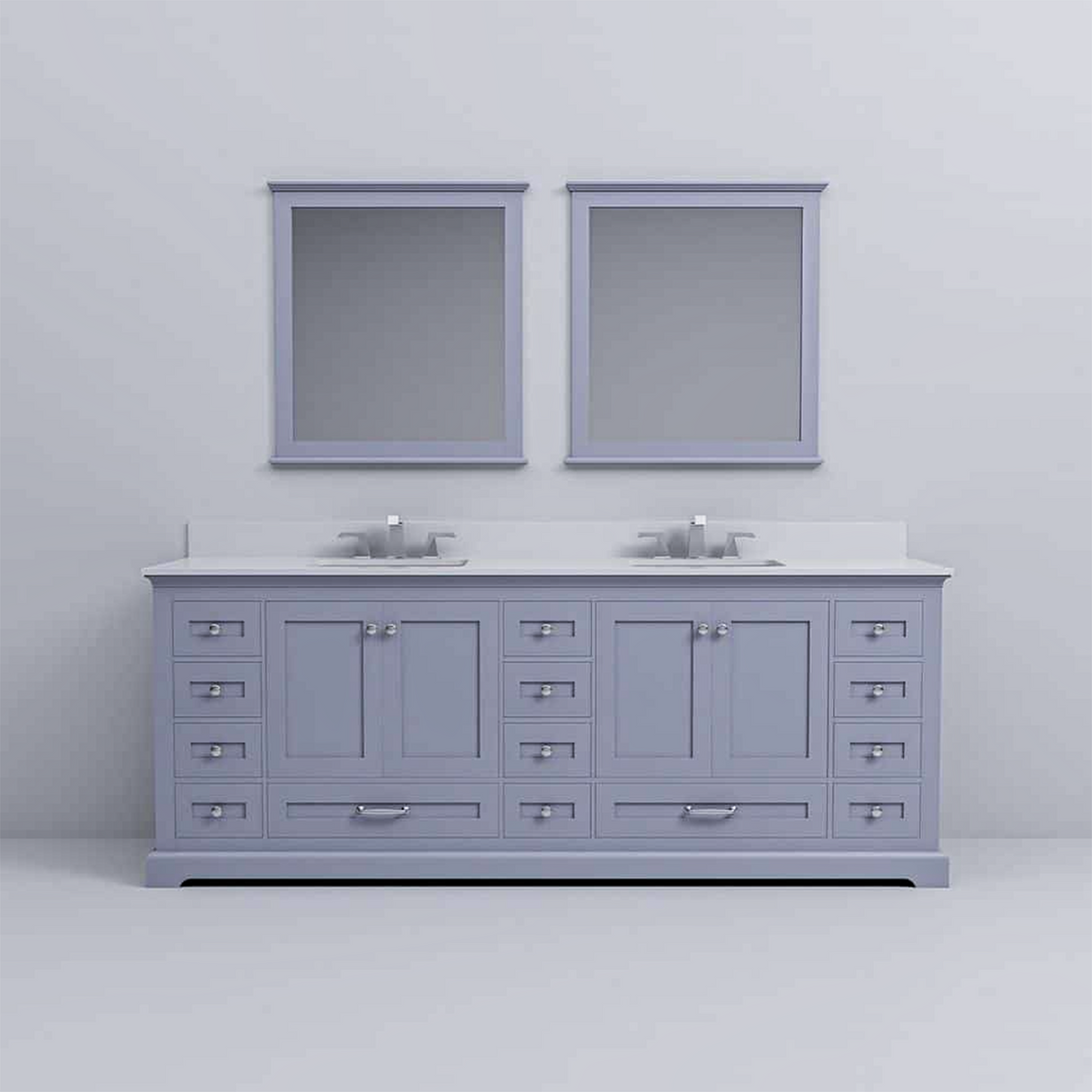 Dukes 84 in. Freestanding Bathroom Vanity with White Quartz Top, White Square Sink