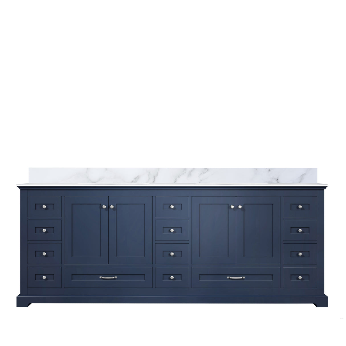 Dukes 84 in. Freestanding Bathroom Vanity with White Carrara Marble Top, White Square Sink
