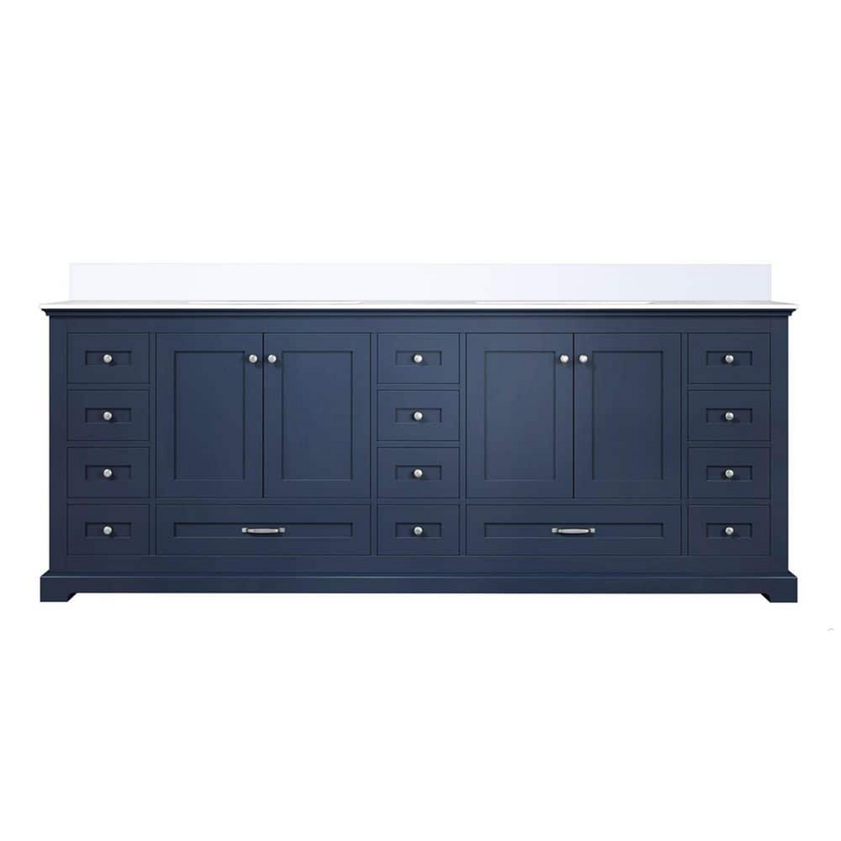 Dukes 84 in. Freestanding Bathroom Vanity with White Quartz Top, White Square Sink