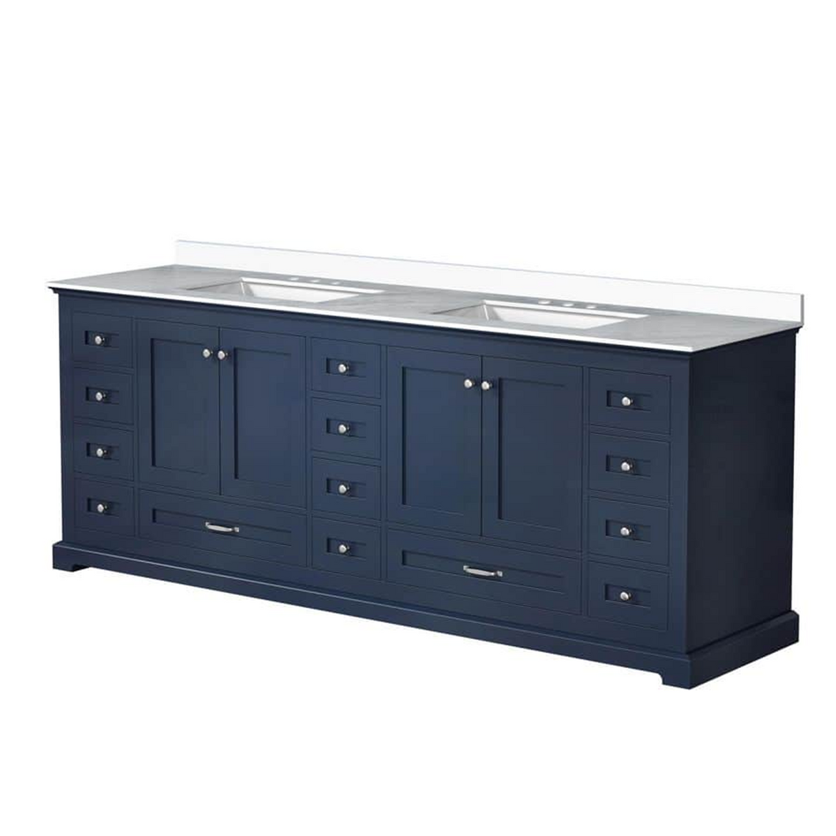 Dukes 84 in. Freestanding Bathroom Vanity with White Quartz Top, White Square Sink