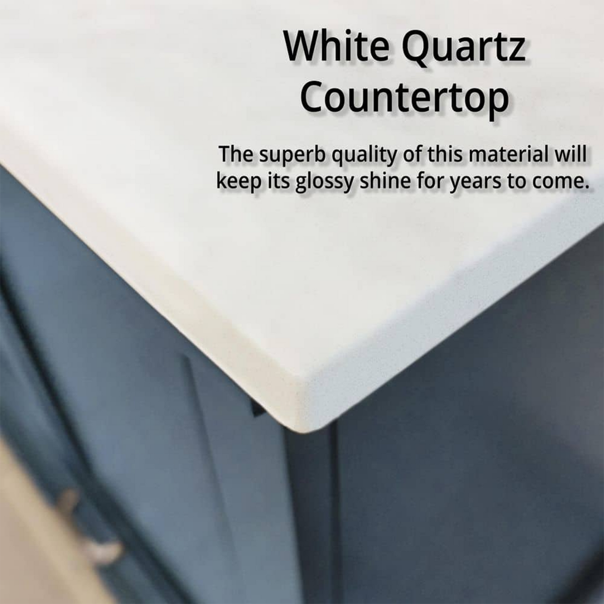 Dukes 84 in. Freestanding Bathroom Vanity with White Quartz Top, White Square Sink