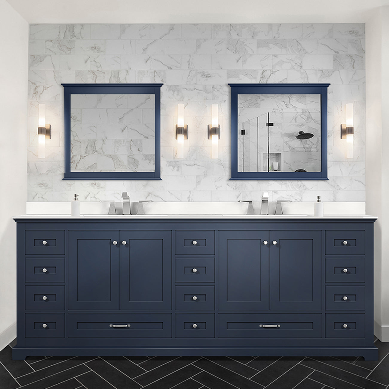 Dukes 60 in. Freestanding Bathroom Vanity with White Quartz Top, White Square Sink