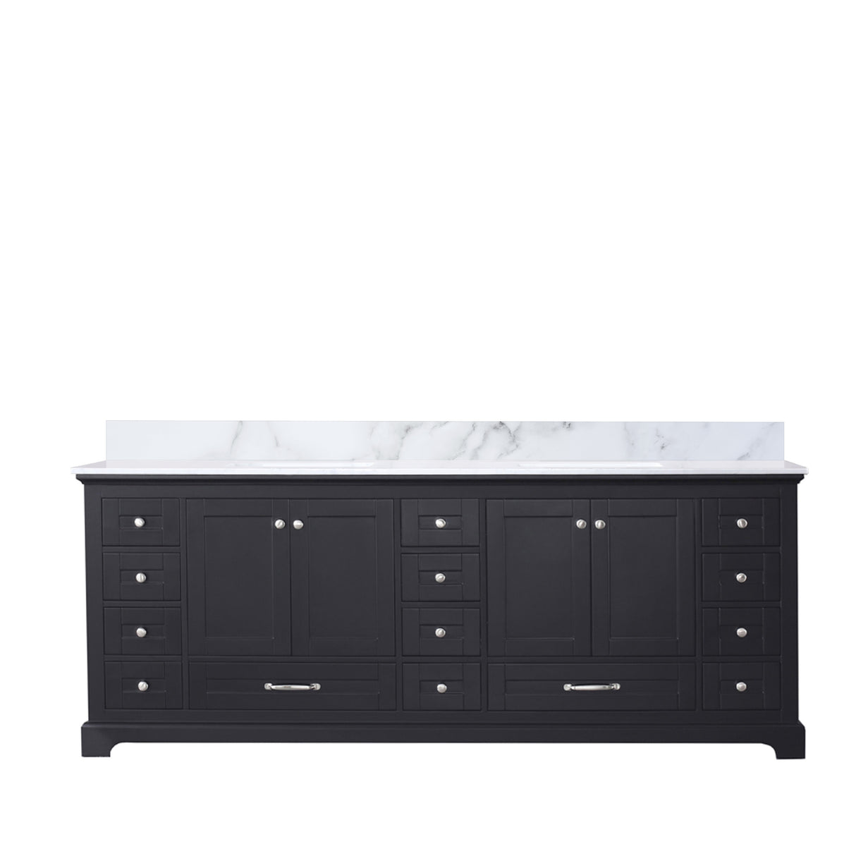 Dukes 84 in. Bathroom Freestanding Bathroom Vanity With Undermount Ceramic Sink with White Carrara Marble Top