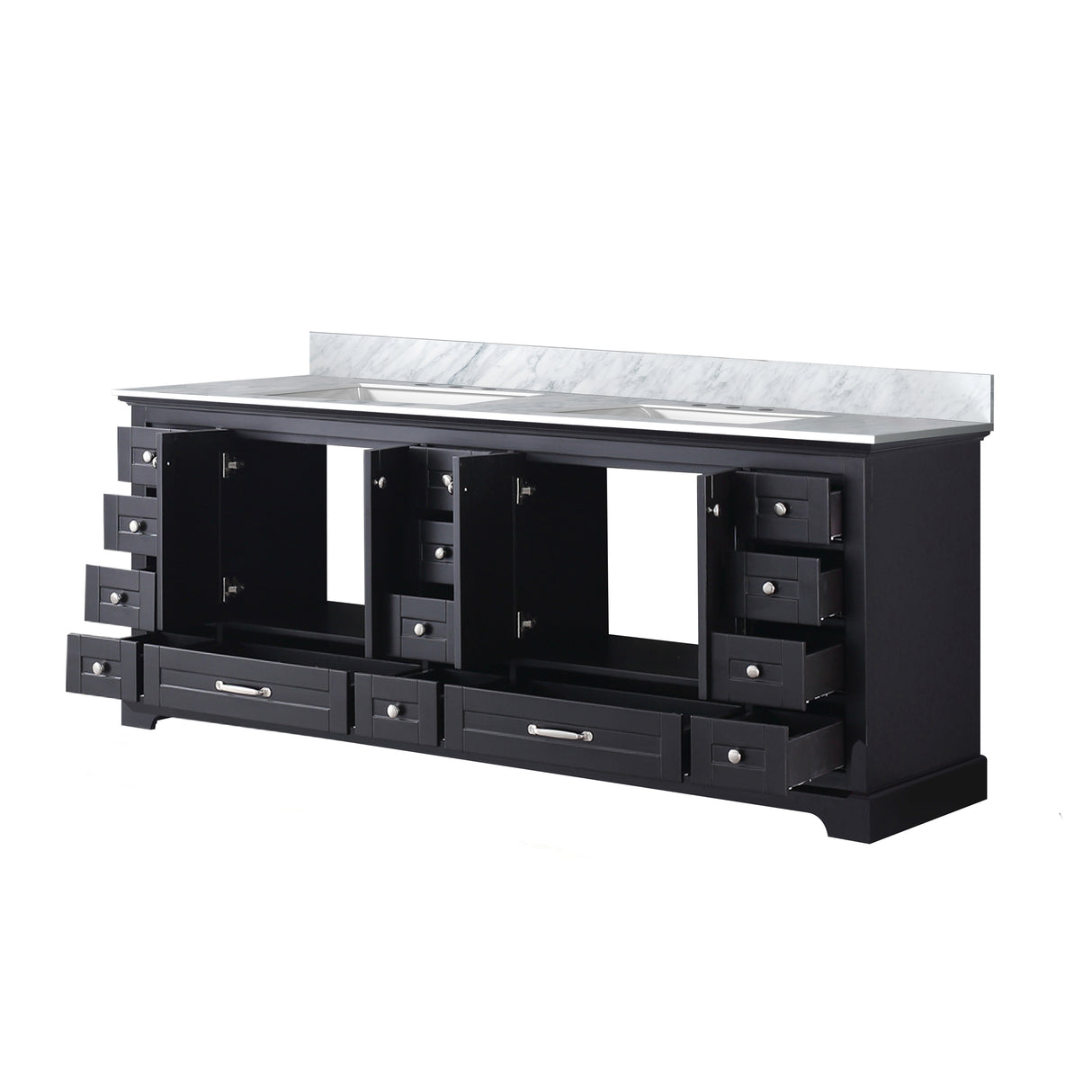 Dukes 84 in. Bathroom Freestanding Bathroom Vanity With Undermount Ceramic Sink with White Carrara Marble Top