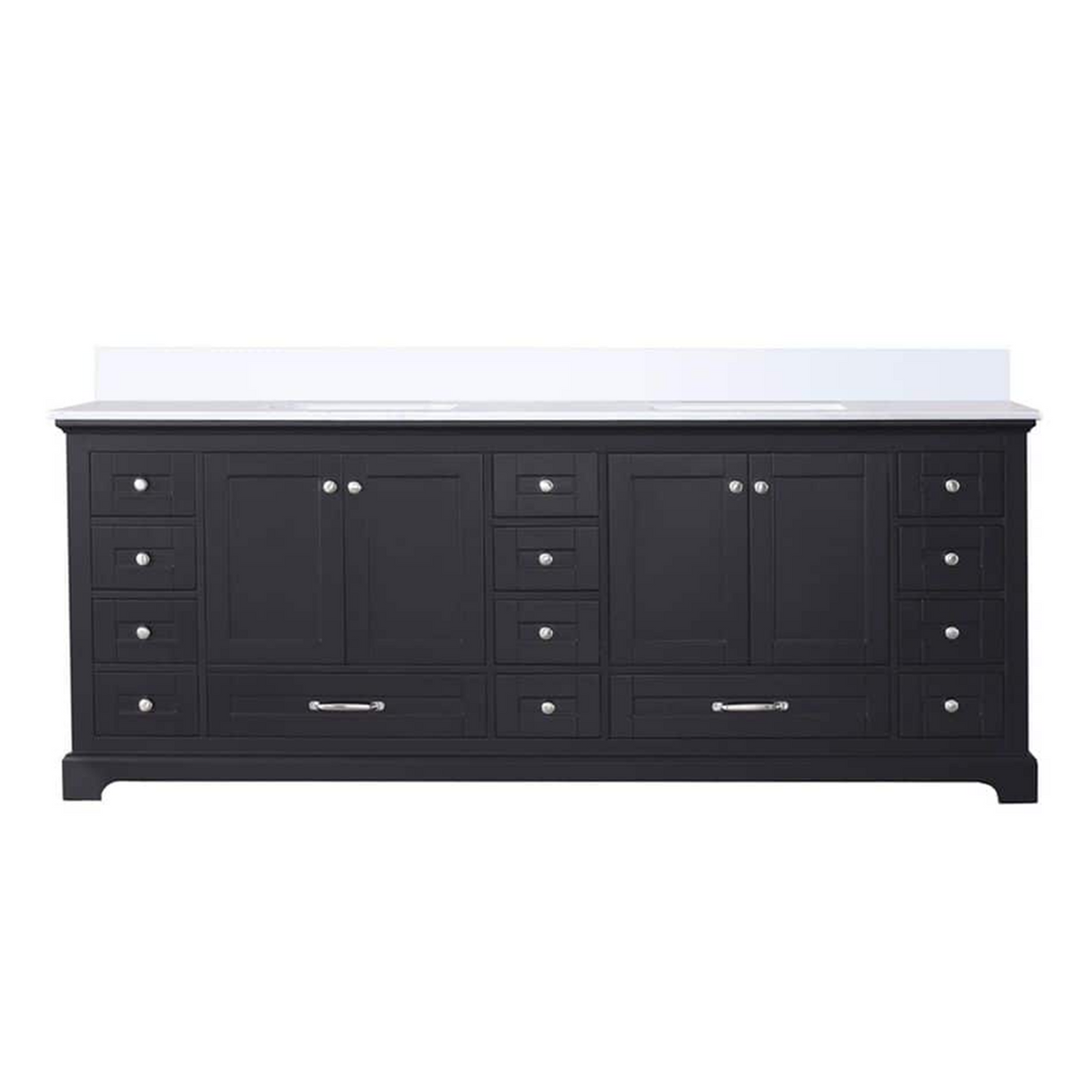 Dukes 84 in. Freestanding Bathroom Vanity with White Quartz Top, White Square Sink