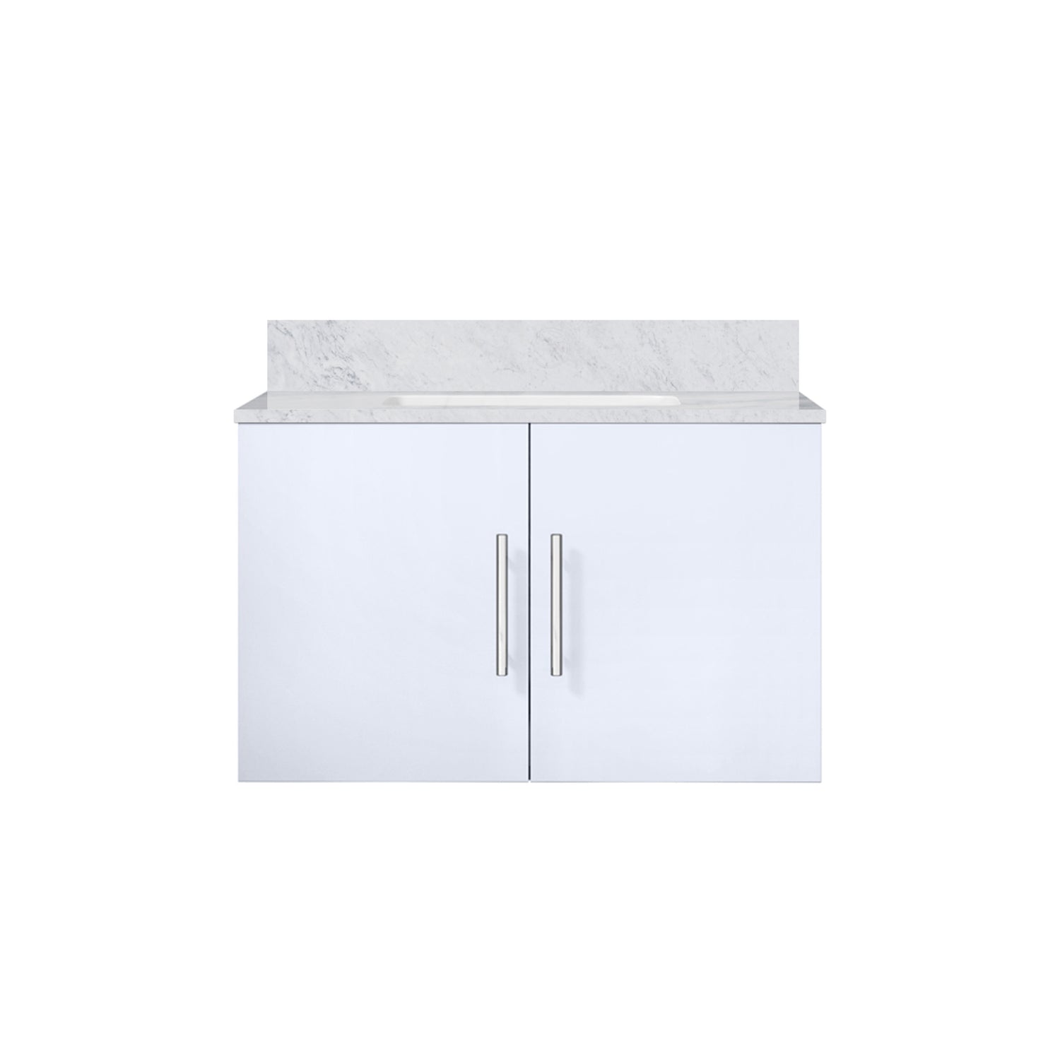 Geneva 30 in. Bathroom Floating Bathroom Vanity With Undermount Ceramic Sink With White Carrara Marble Top