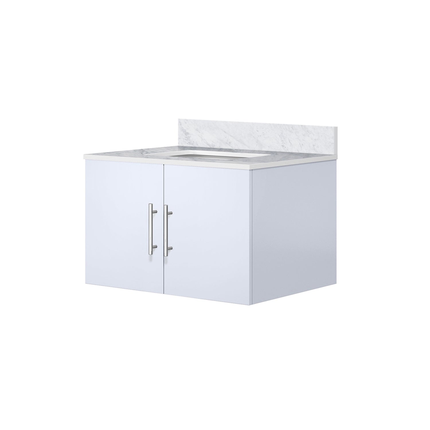 Geneva 30 in. Bathroom Floating Bathroom Vanity With Undermount Ceramic Sink With White Carrara Marble Top