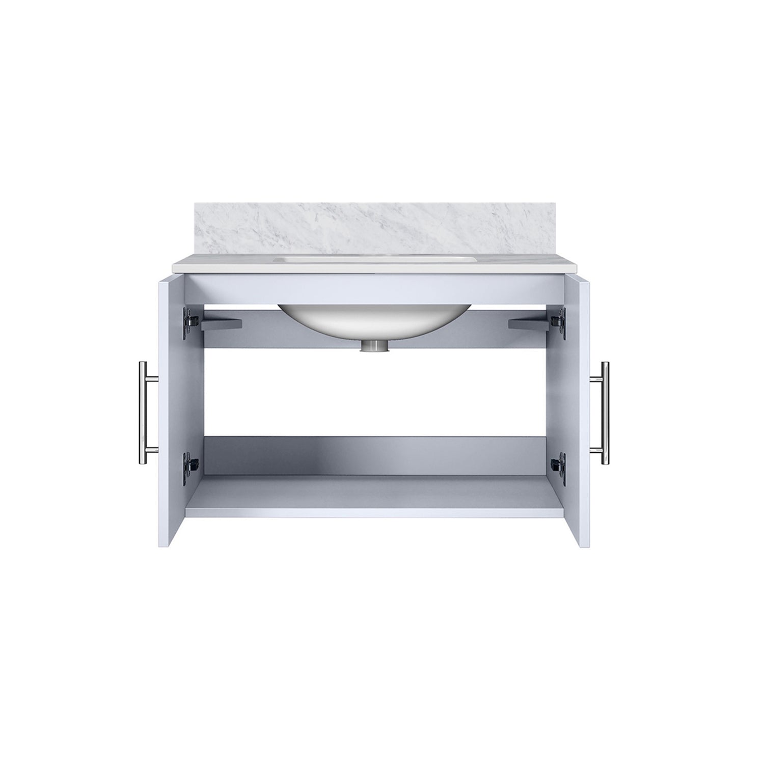 Geneva 30 in. Bathroom Floating Bathroom Vanity With Undermount Ceramic Sink With White Carrara Marble Top