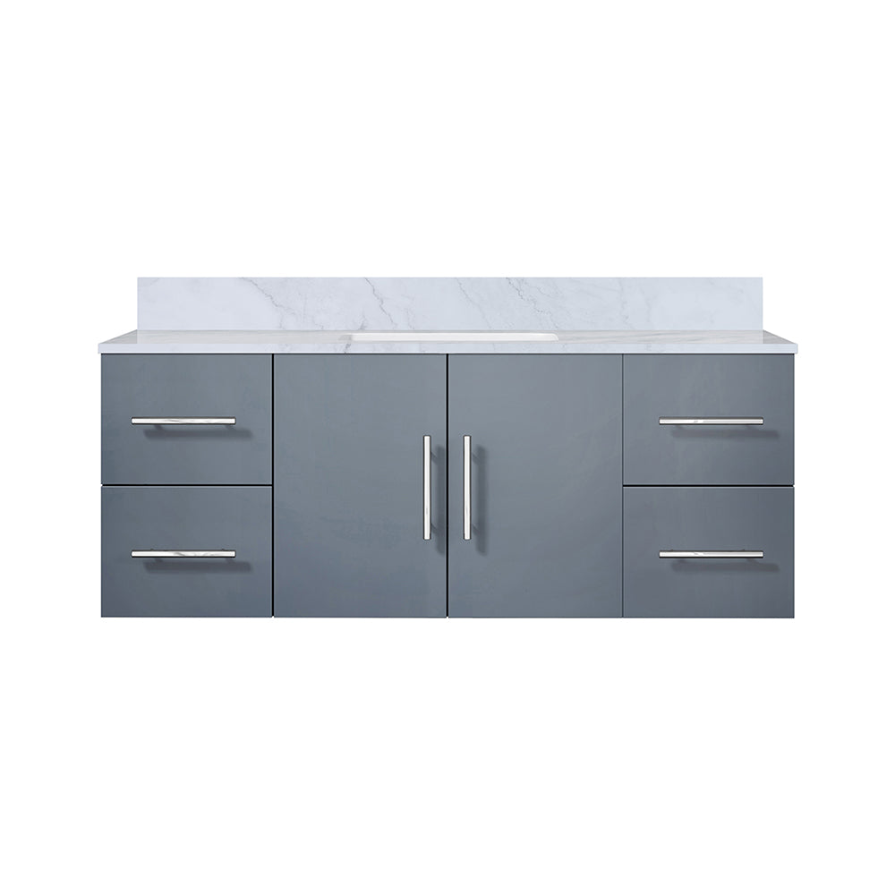 Geneva 48 in. Bathroom Floating Bathroom Vanity With Undermount Ceramic Sink With White Carrara Marble Top