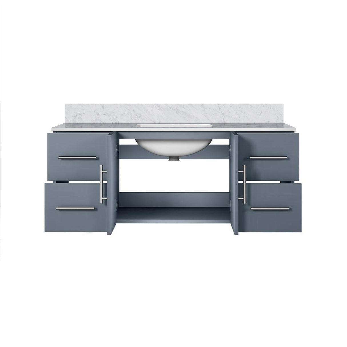 Geneva 48 in. Bathroom Floating Bathroom Vanity With Undermount Ceramic Sink With White Carrara Marble Top