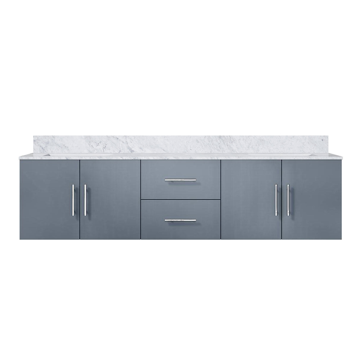 Geneva 72 in. Bathroom Floating Bathroom Vanity With Undermount Ceramic Sink With White Carrara Marble Top