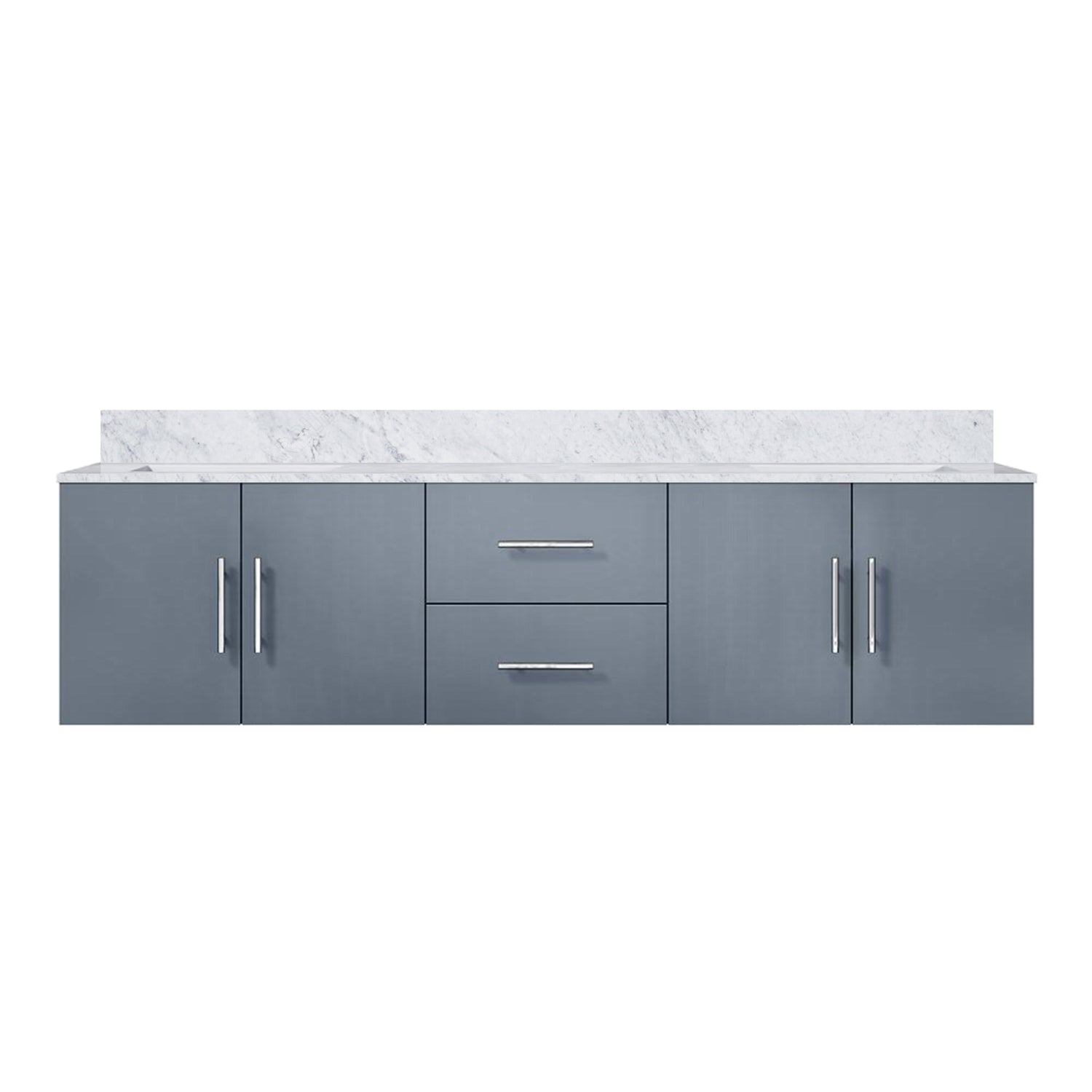 Geneva 72 in. Bathroom Floating Bathroom Vanity With Undermount Ceramic Sink With White Carrara Marble Top