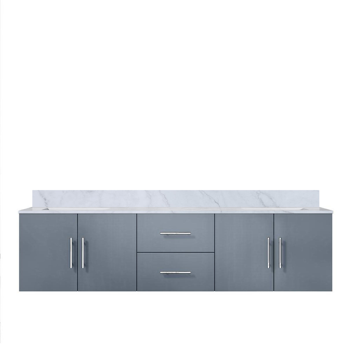 Geneva 80 in. Bathroom Floating Bathroom Vanity With Undermount Ceramic Sink With White Carrara Marble Top