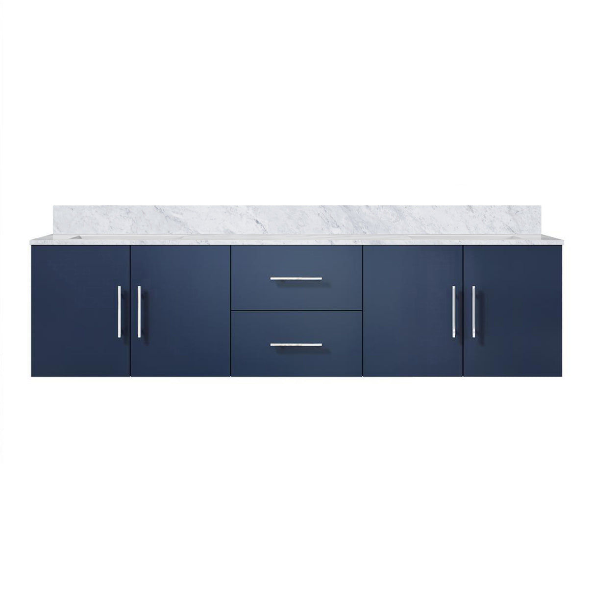 Geneva 72 in. Bathroom Floating Bathroom Vanity With Undermount Ceramic Sink With White Carrara Marble Top