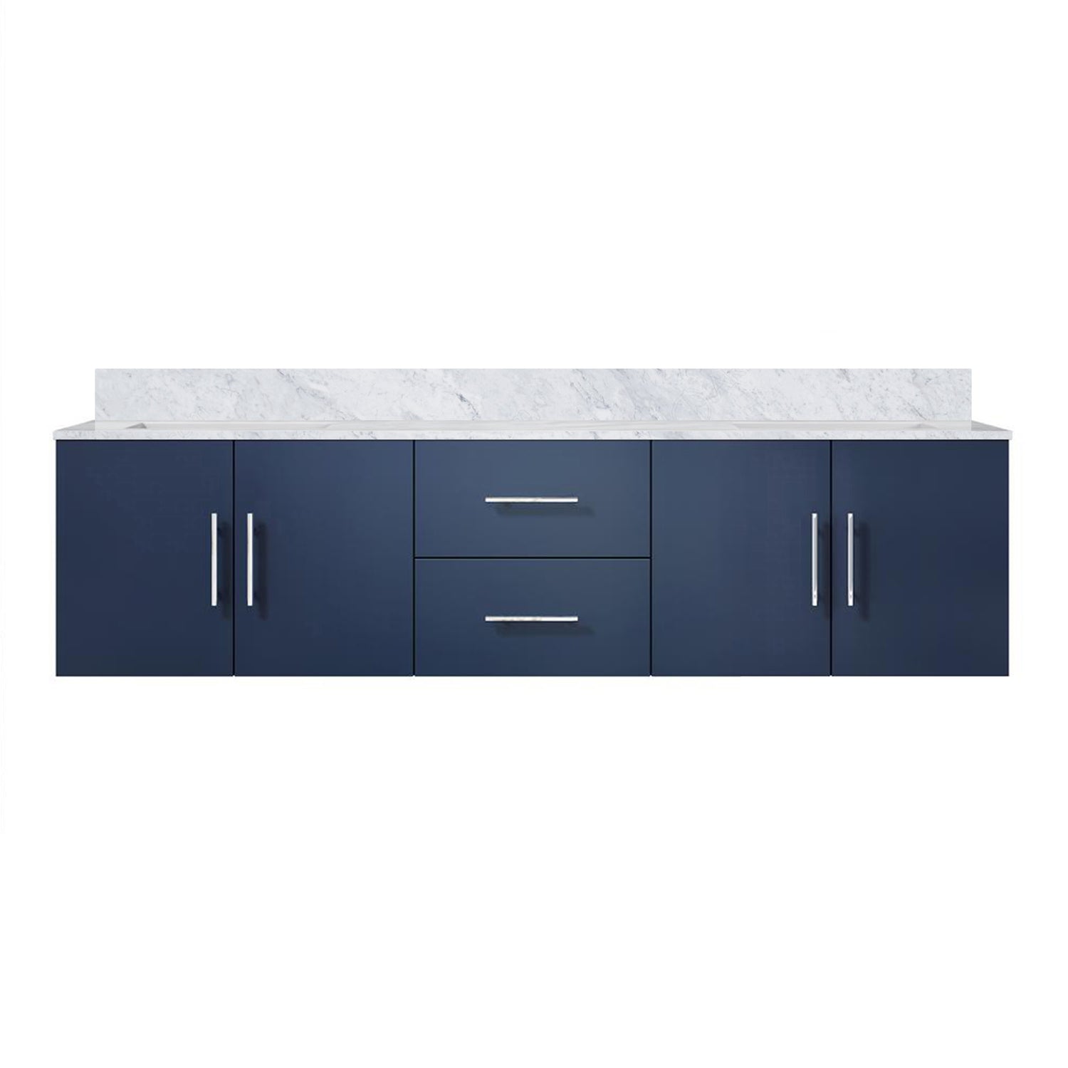 Geneva 72 in. Bathroom Floating Bathroom Vanity With Undermount Ceramic Sink With White Carrara Marble Top