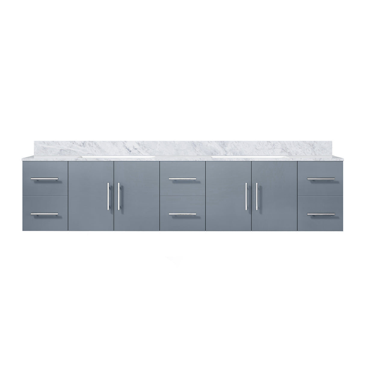 Geneva 84 in. Bathroom Floating Bathroom Vanity With Undermount Ceramic Sink With White Carrara Marble Top