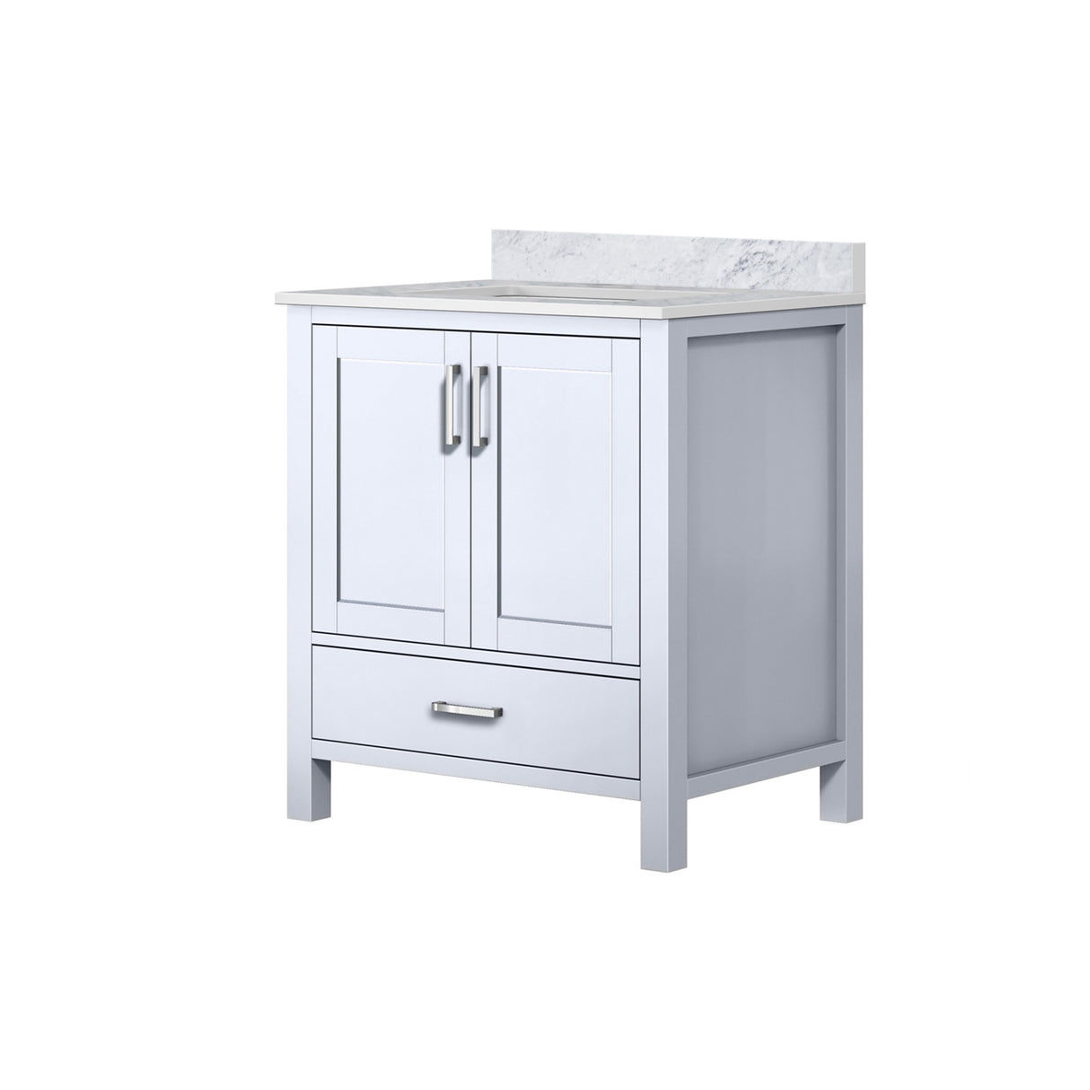 Jacques 30 in. Bathroom Freestanding Bathroom Vanity With Undermount Ceramic Sink, White Carrara Marble