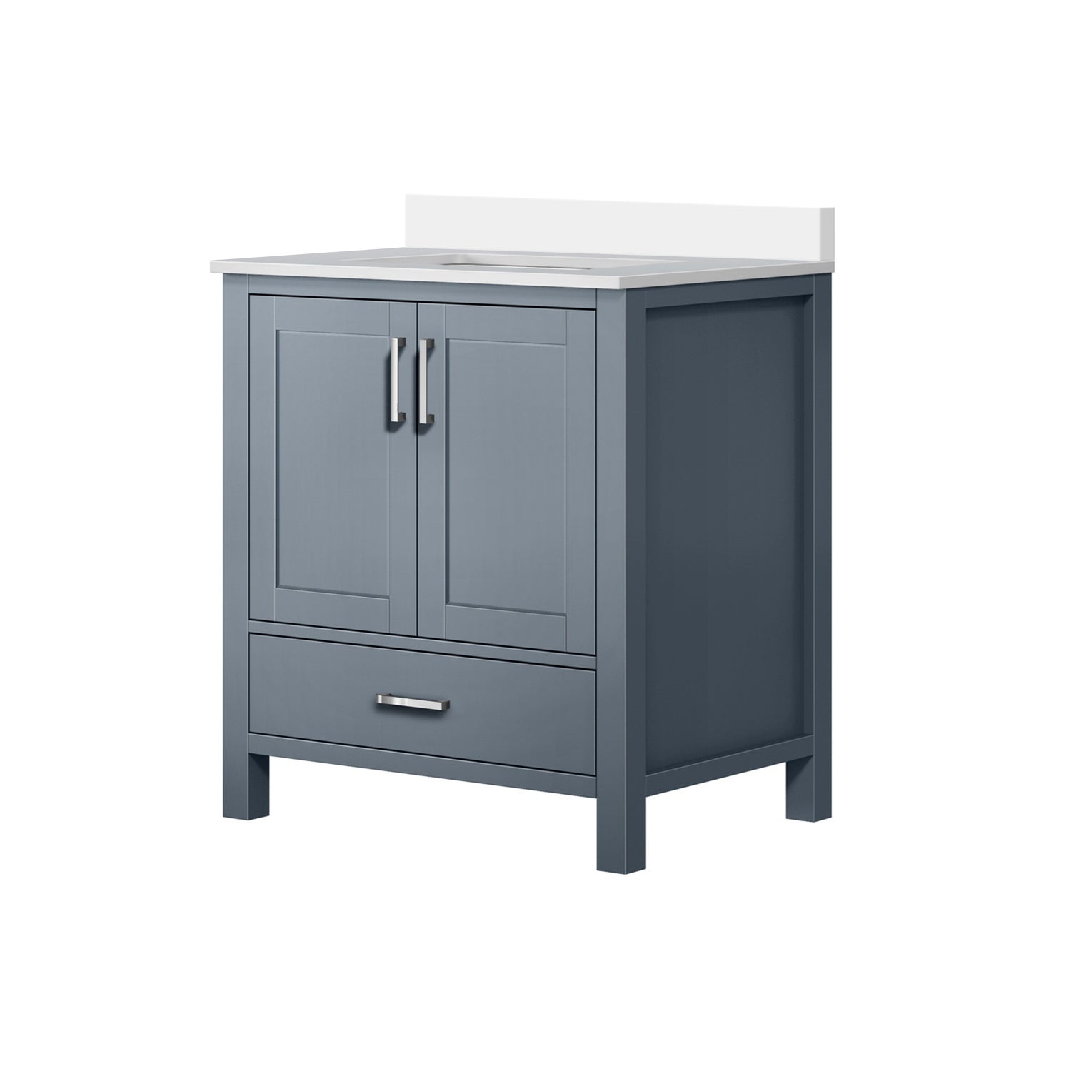 Jacques 30 in. Freestanding Bathroom Vanity with White Quartz Top, White Square Sink