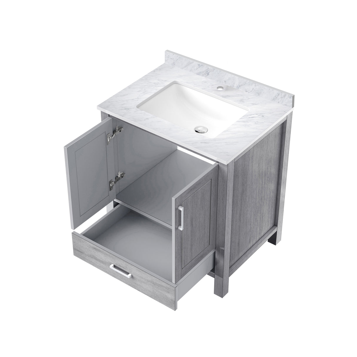 Jacques 30 in. Bathroom Freestanding Bathroom Vanity With Undermount Ceramic Sink, White Carrara Marble