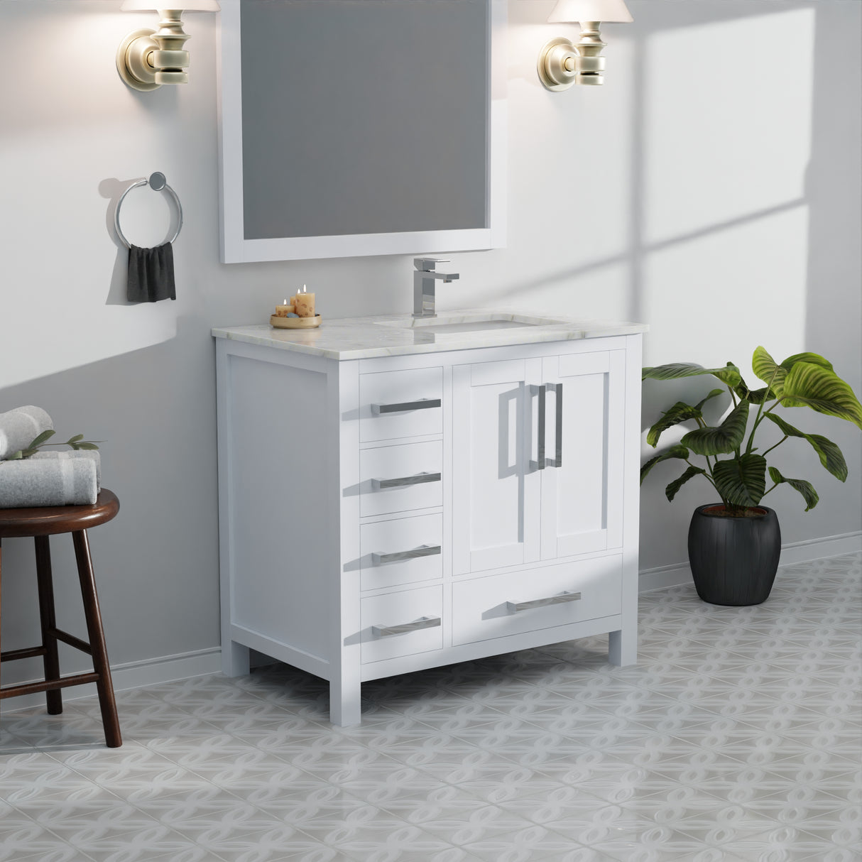 Jacques 36 in. W x 22 in. D Right Offset White Bath Vanity