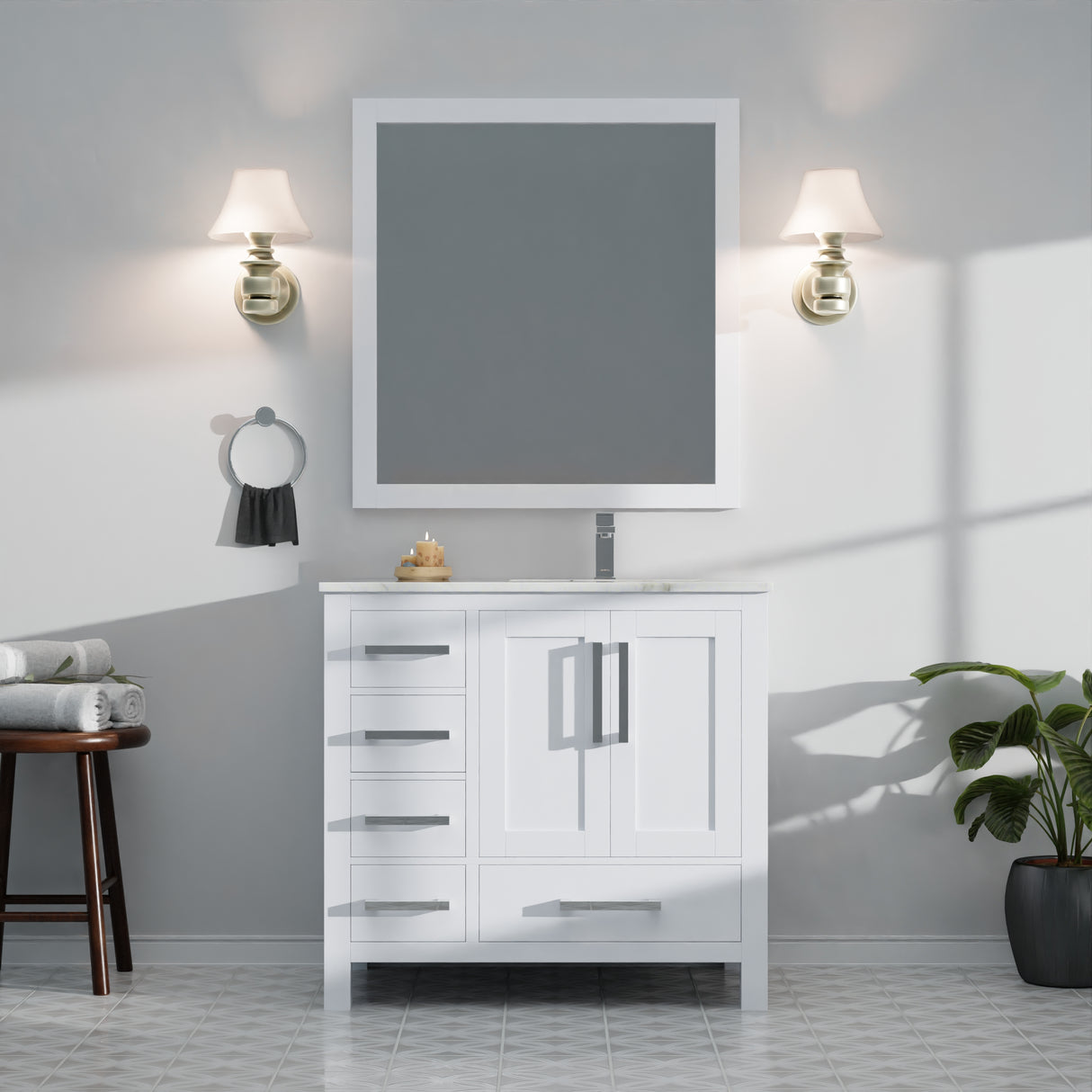 Jacques 36 in. W x 22 in. D Right Offset White Bath Vanity