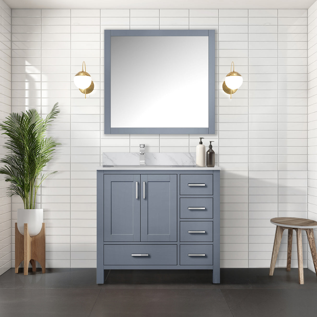 Jacques 36 in. W x 22 in. D Left Offset Dark Grey Bath Vanity