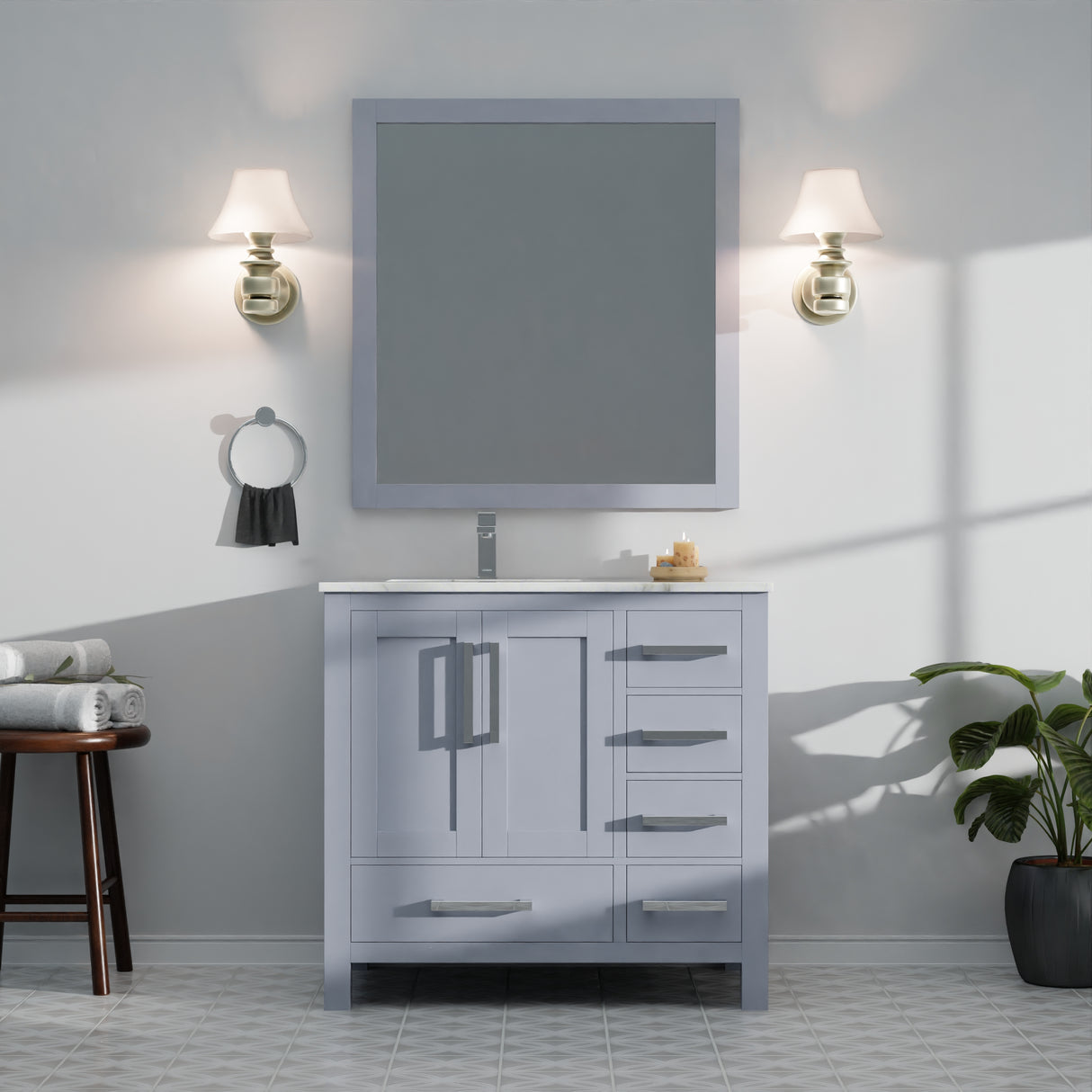 Jacques 36 in. W x 22 in. D Left Offset Dark Grey Bath Vanity