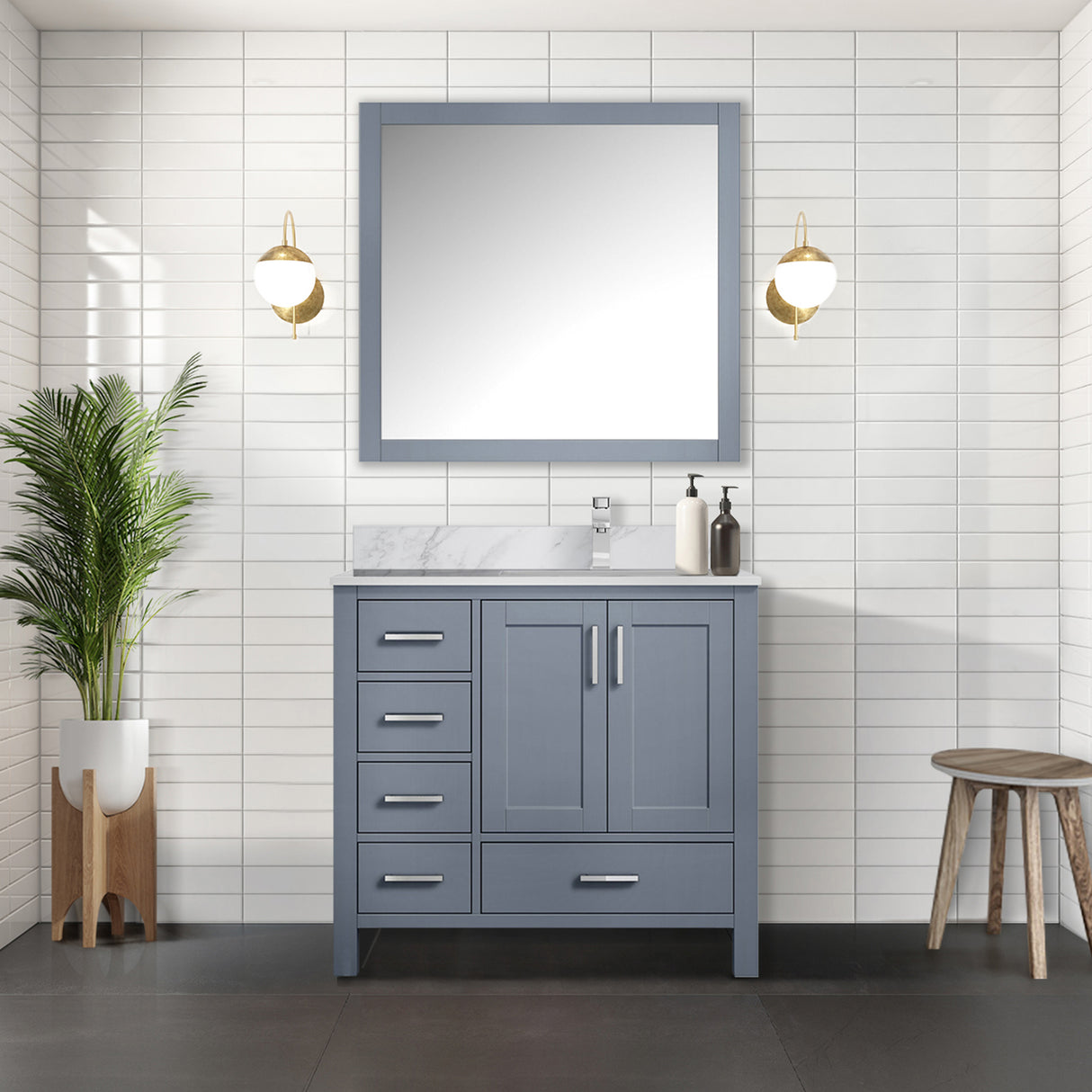 Jacques 36 in. W x 22 in. D Right Offset Dark Grey Bath Vanity