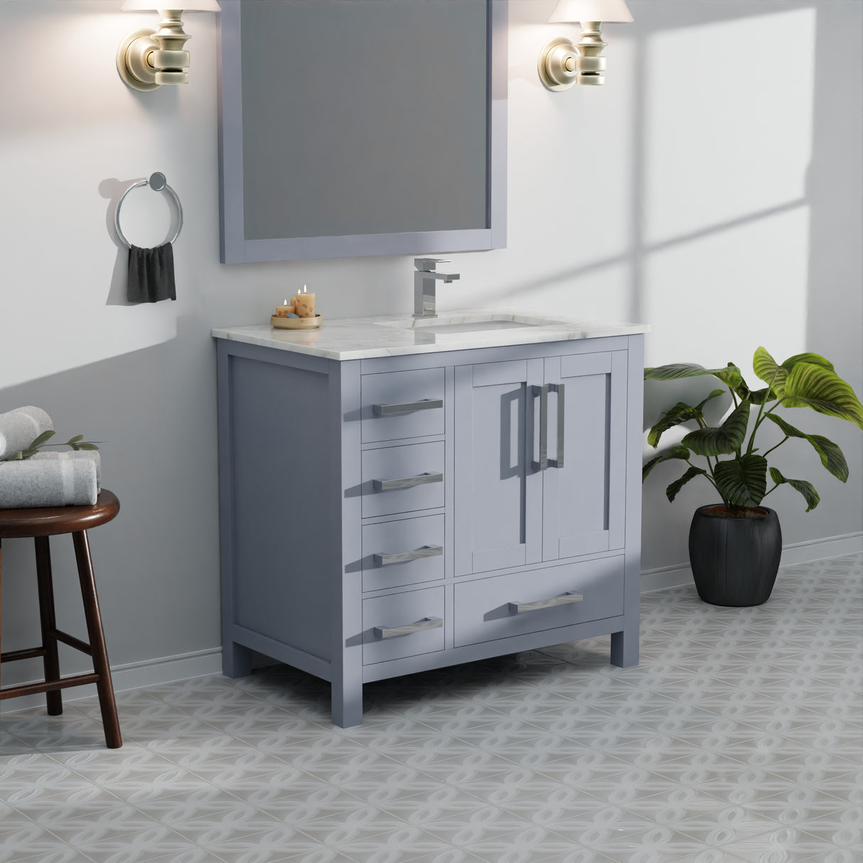 Jacques 36 in. W x 22 in. D Right Offset Dark Grey Bath Vanity