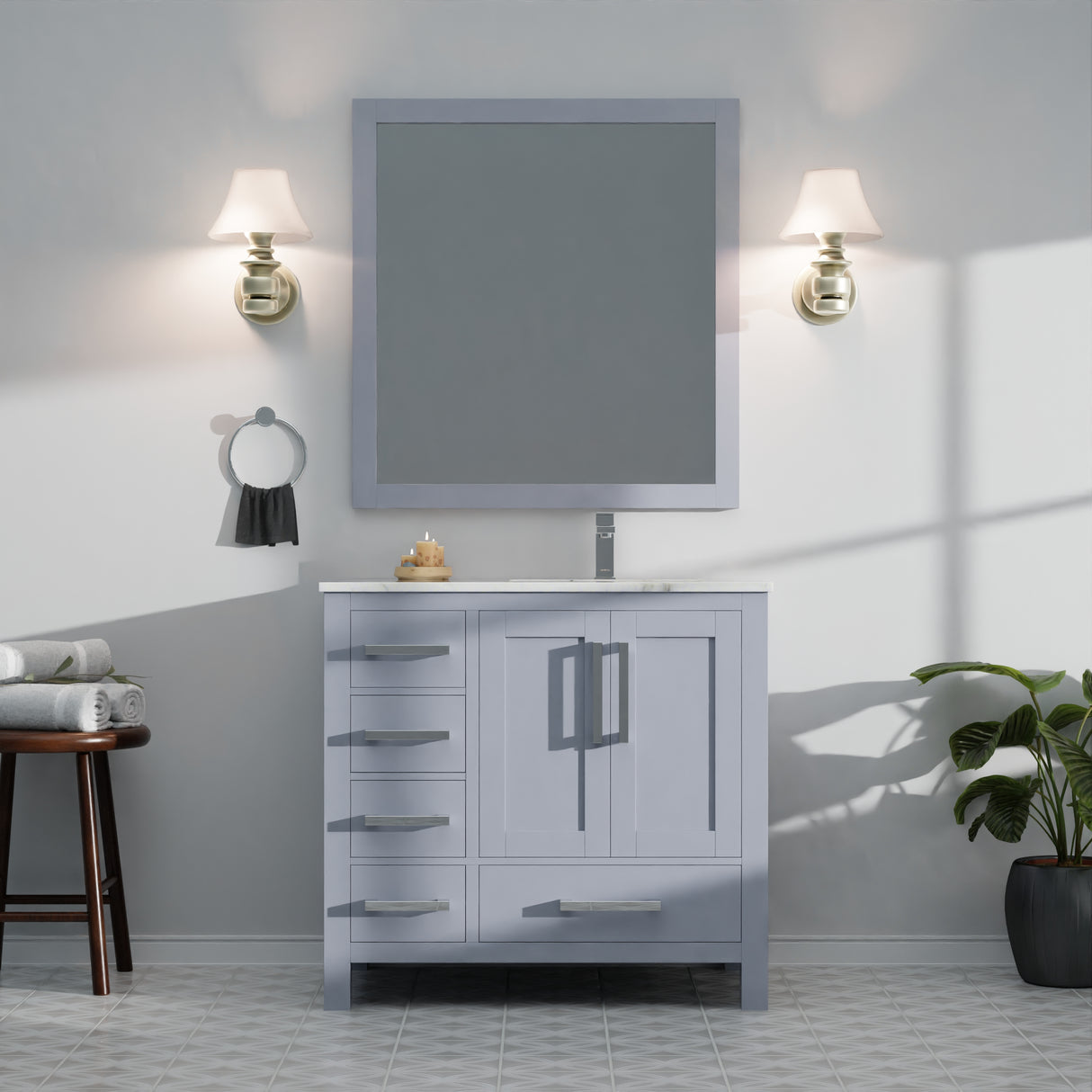 Jacques 36 in. W x 22 in. D Right Offset Dark Grey Bath Vanity